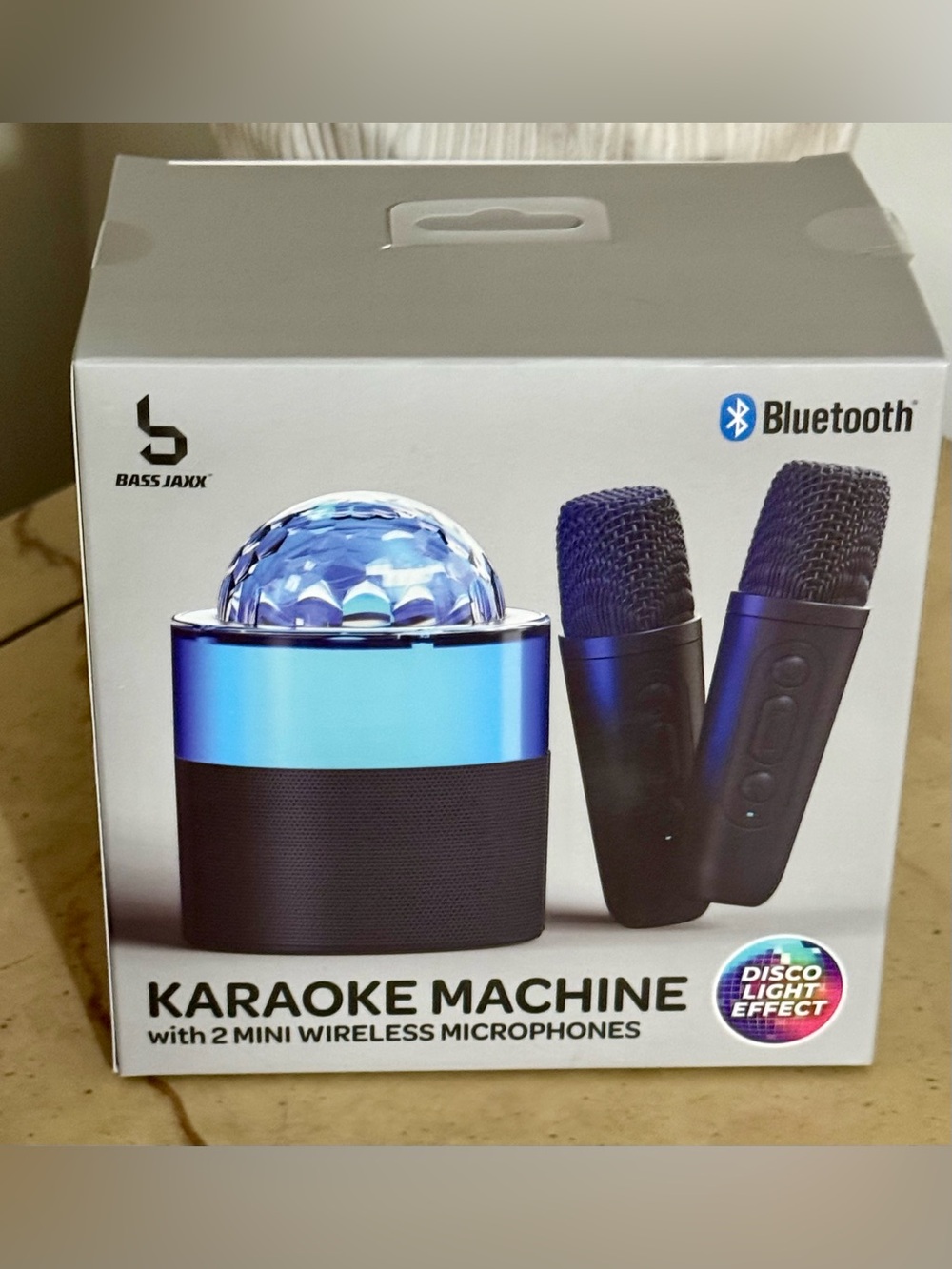 Bass Jaxx Blue Disco Karaoke Machine with 2 Wireless Microphones NIB